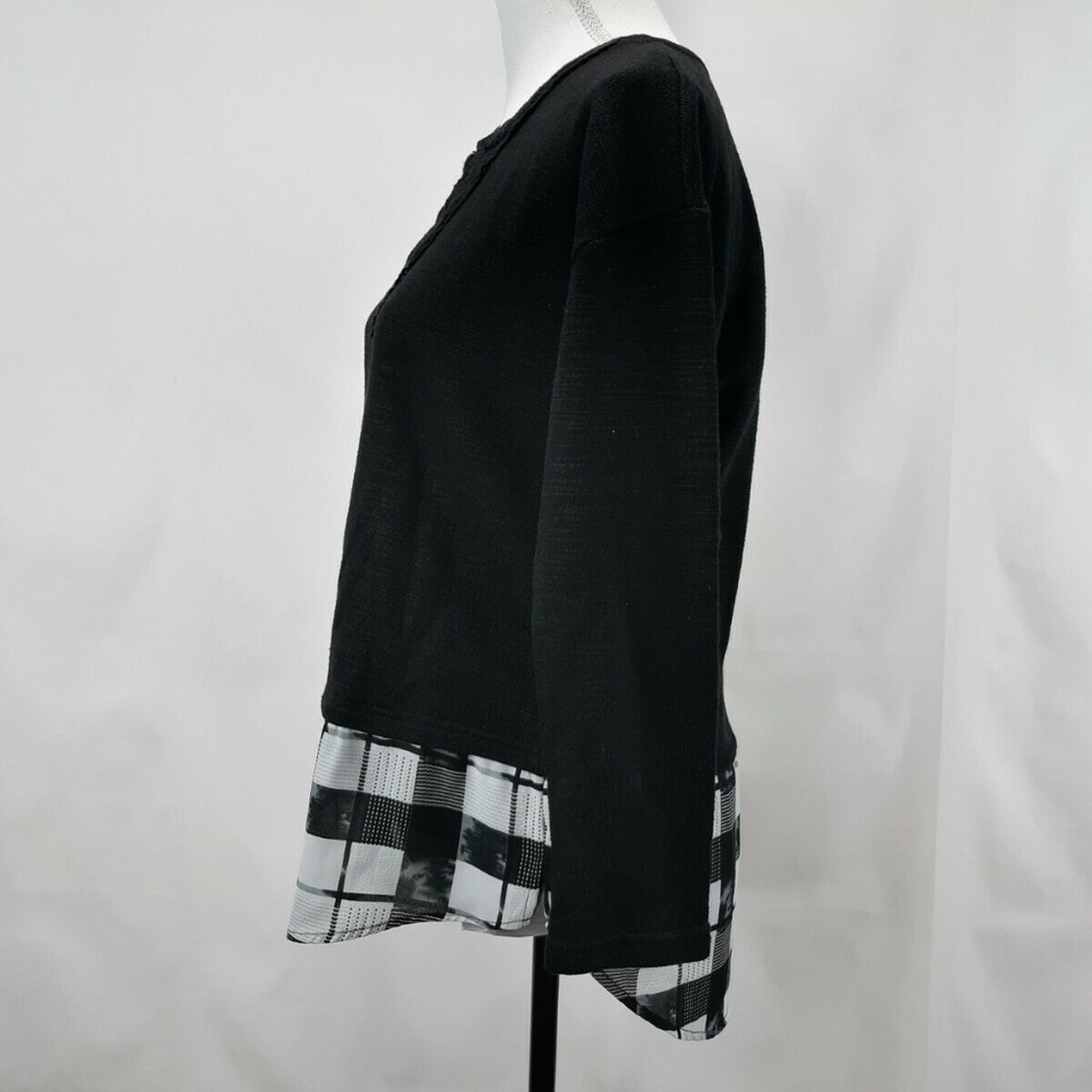 Black Rain Black/White V Round Blouse Peplum XL - Picture 2 of 4
